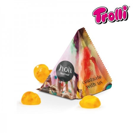 Vitamin Fruchtgummi von Trolli, verpackt im individuellen Werbebeutel mit Firmenlogo.  Angezeigter Preis = ø Richtpreis