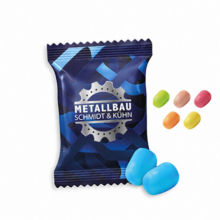 Individuell bedruckter MAOAM-Werbebeutel mit farbigen Kaubonbons mit Brausefüllung