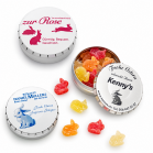Osterdosen mit individuell bedrucktem Logo und buntem Ostergelée als Kundengeschenk