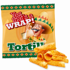 Tortilla-Snack im bedruckten Beutel mit knusprigen Tortilla-Röllchen