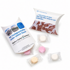 Individuell bedruckte 10er-Eventboxen mit Logo und einzeln verpackten runden Traubenzuckertabletten