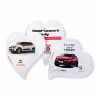 Herzförmige Zuckerbeutel mit individuell bedruckten Citroën-, Peugeot- und Garagenmotiven