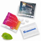Individuell bedruckte Werbebeutel mit zuckerfreien Pfefferminztabletten