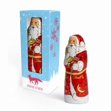 Lindt-Schoko-Nikolaus mit individuell bedruckter blauer Fensterkartonage