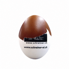 Osterei aus echter Eierschale mit Schokoladenfüllung und Logo