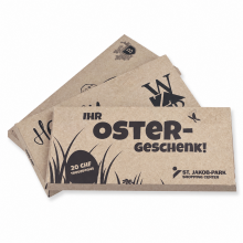 Individuell bedruckte Ostermailing-Verpackungen aus Kraftkarton mit St.-Jakob-Park-Kundenmotiv