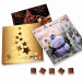 Schokoladen-Adventskalender mit goldenen Sternen und winterlichen Gestaltungsmotiven