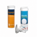 Brausetabletten-Röhren mit Franken- und Family-und-Freizeit-Motiv und abgenommenem Deckel