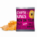 Paprika-Chips im individuell bedruckten pinken Werbebeutel mit losen Kartoffelchips