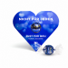 Blaue bedruckte Herzkarte mit Lindor-Kugel und einzeln verpackter blauer Lindor-Kugel
