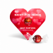 Rote bedruckte Herzkarte mit Lindor-Kugel und einzeln verpackter roter Lindor-Kugel