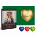 Lindt-Schokoladenherz in individueller Werbekarte mit Coffee-House-Motiv und vier Folienfarben