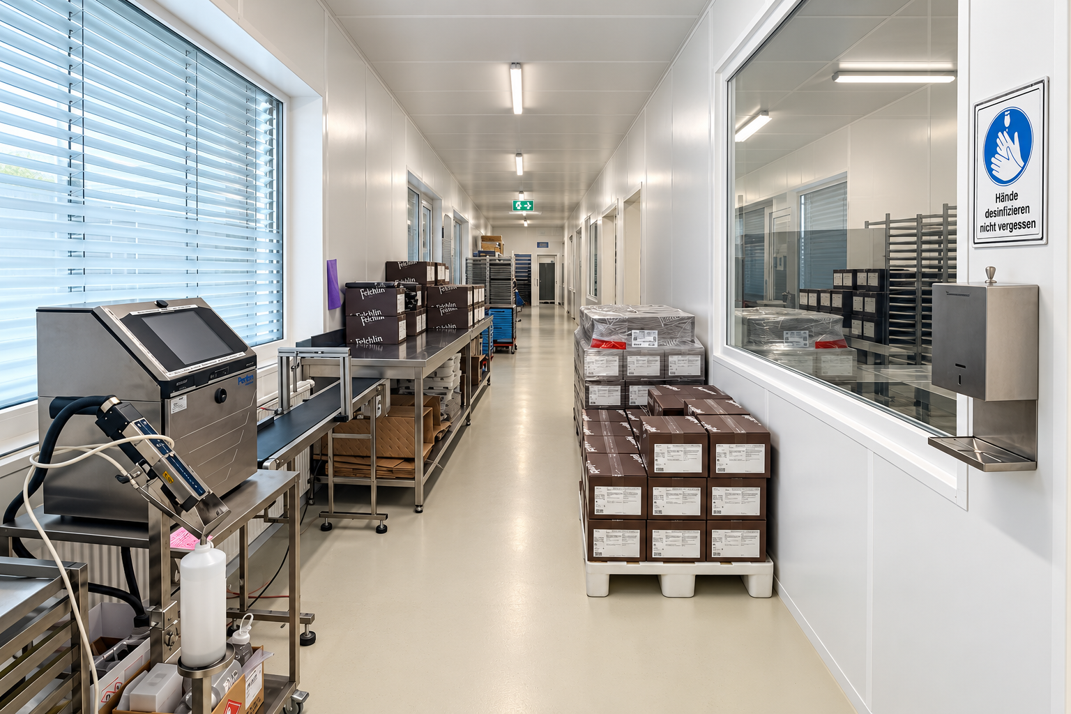 Verpackungskorridor der Schweizer E575 Confiserie in Lengnau